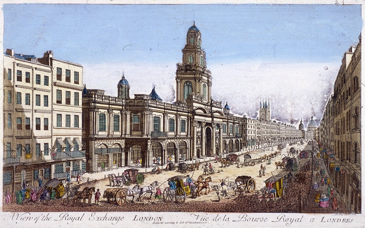 Royal Exchange 2. eksteriør, London, 1761 av Mothey Lairee