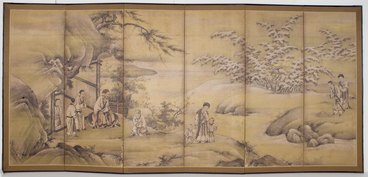 Scener fra 24 Paragons Of Filial Piety (blekk og gullpigment på papir) av Motonobu Kano