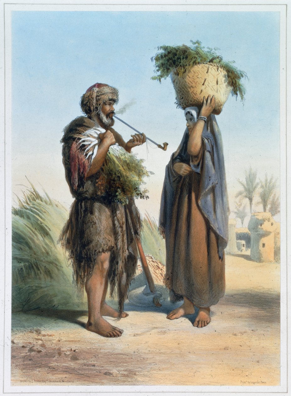 Fellah mann og kvinne, 1848 av Mouilleron