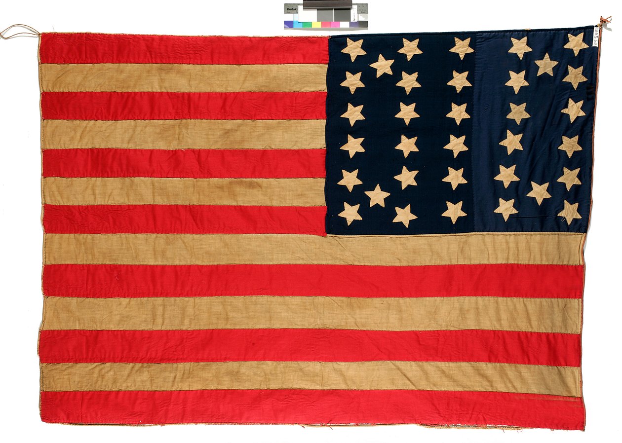 Flagg: 34 stjerner amerikansk, 1861-63 (ull og bomull) (se 398897 for recto) av Mrs. John E. Forbes