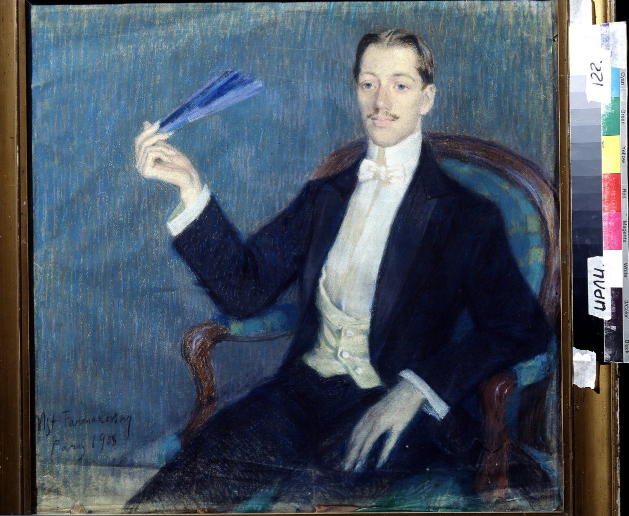 Portrett av poeten Nikolay Gumilyov (1886-1921). Verk av Mstislav Vladimirovich Farmakovsky (1873-1946), pastell på papir av Mstislav Vladimirovich Farmakovsky