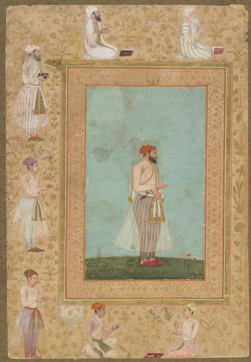 A Courtier, fra avdøde Shahjahan Album, løsrevet manuskriptfolio, ca. 1650 av Mughal School