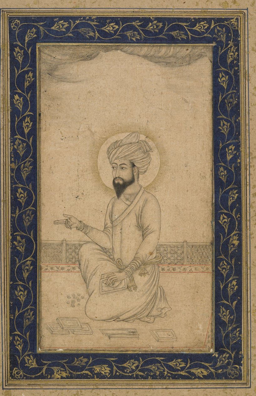 Keiser Babur, frittstående albumfolio, slutten av 1800-tallet av Mughal School