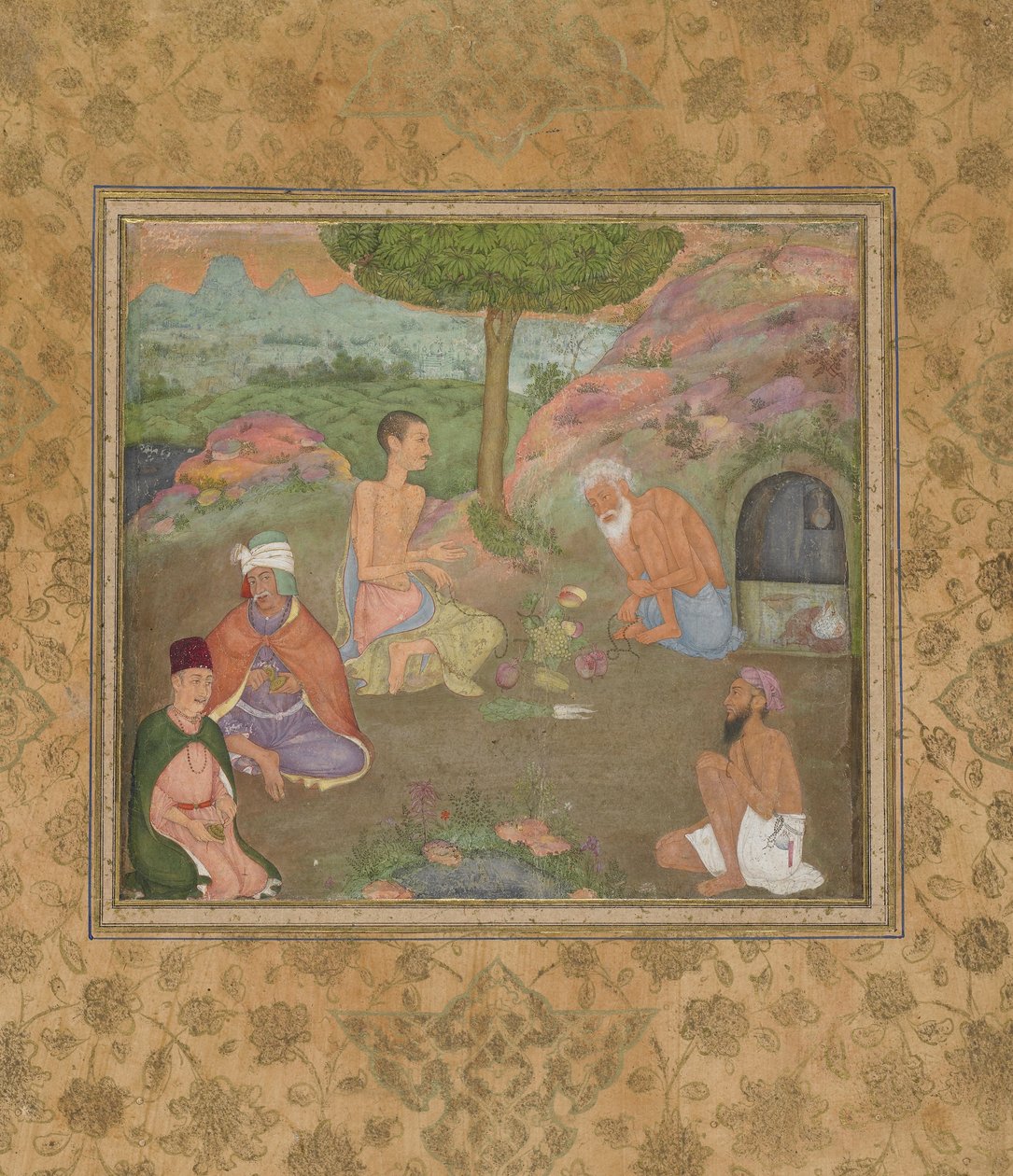 Fem hellige menn, løsrevet manuskriptfolio, ca. 1670 av Mughal School