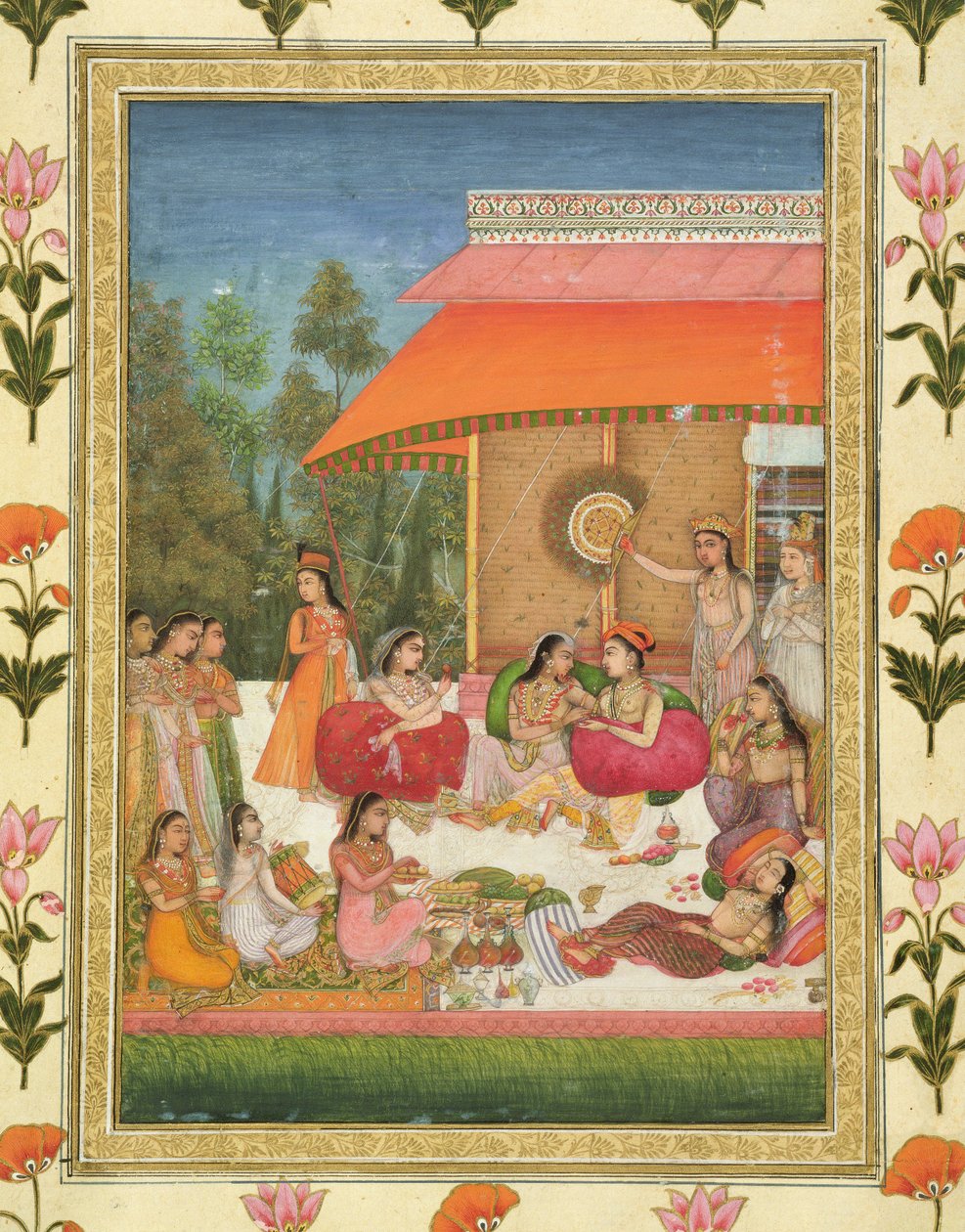 Damer fester, fra Small Clive Album av Mughal School