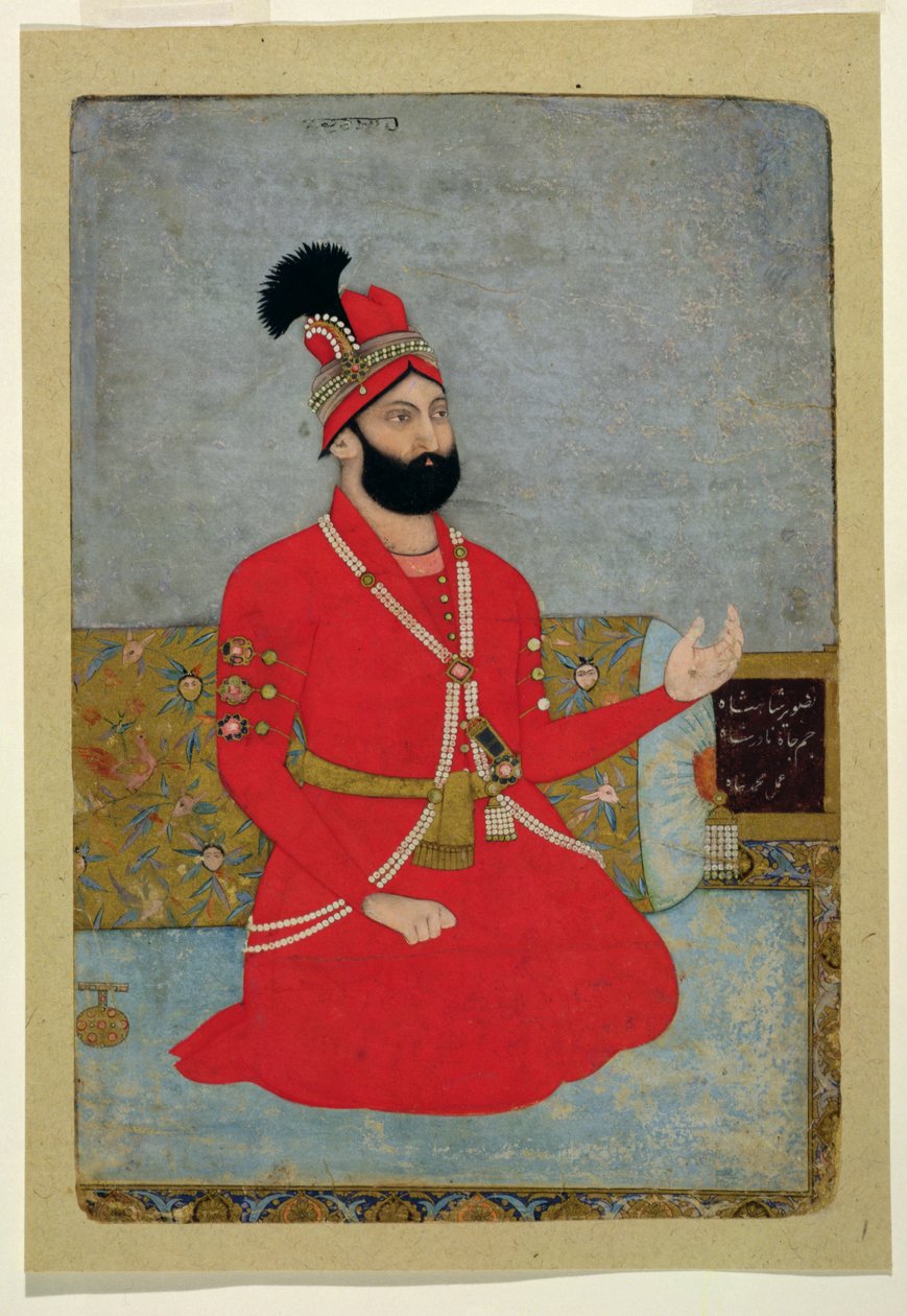 Portrett av Nadir Shah Afshar av Persia (1688-1747), 1700-25 (ugjennomsiktig wc på papir) av Mughal School