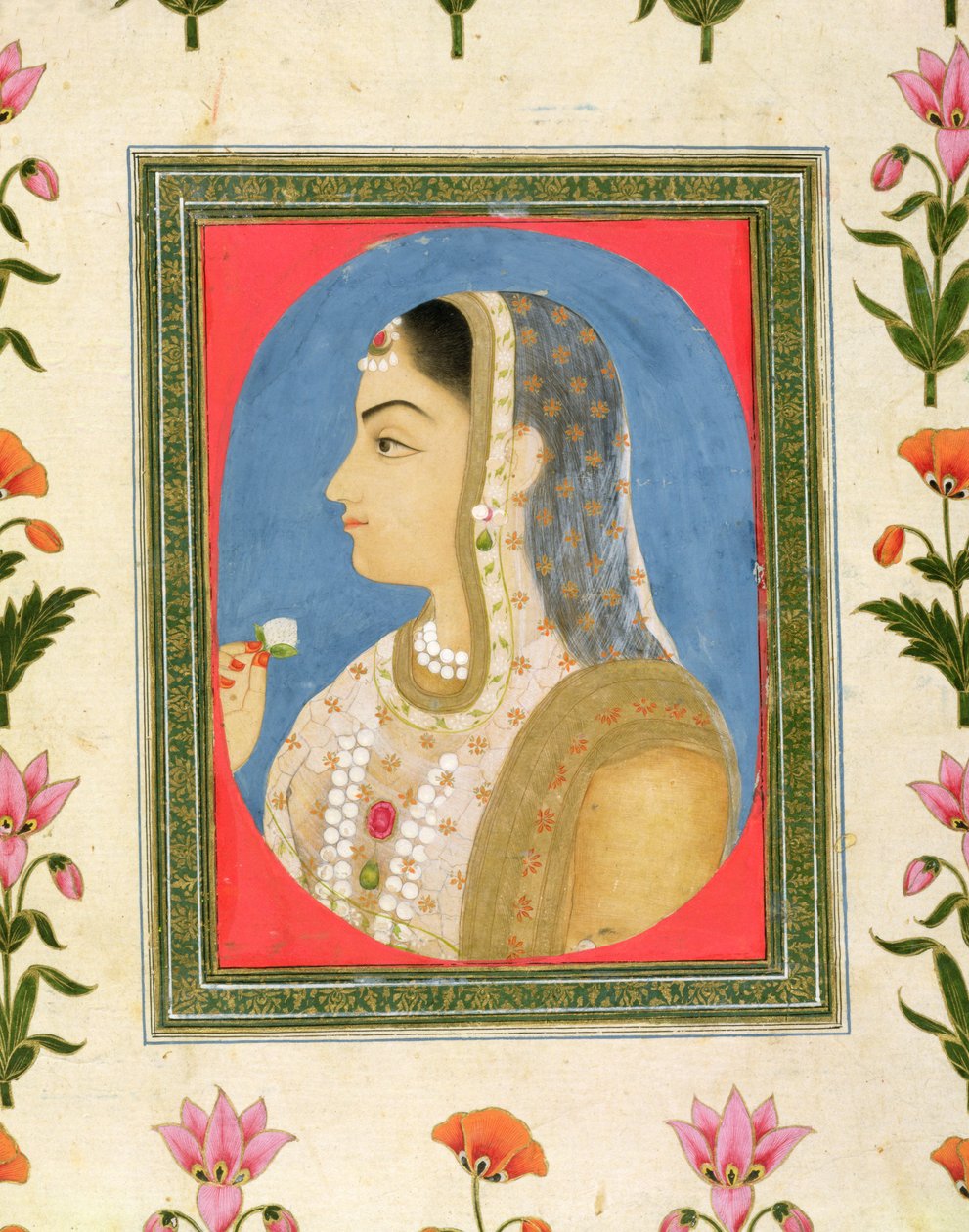 Portrett av en edel dame, fra Small Clive Album av Mughal School
