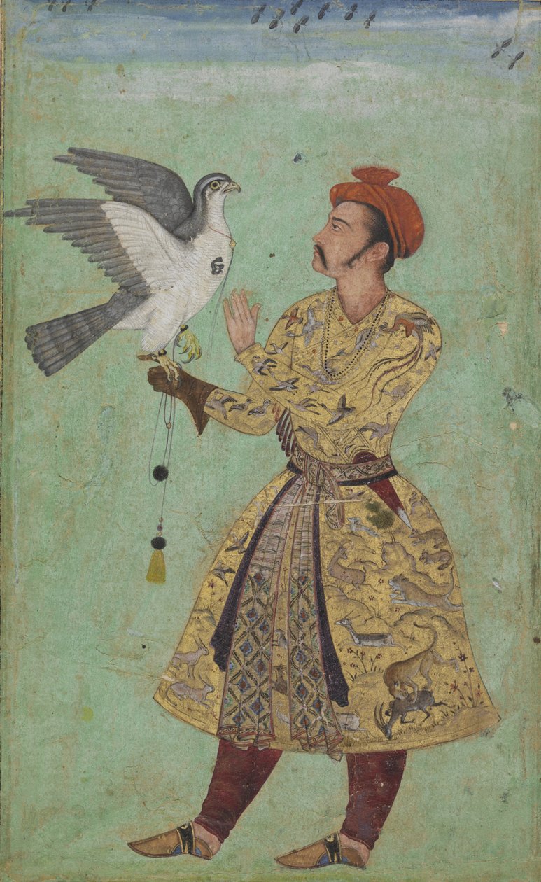 Prins med en falk, ca.1600-5 av Mughal School