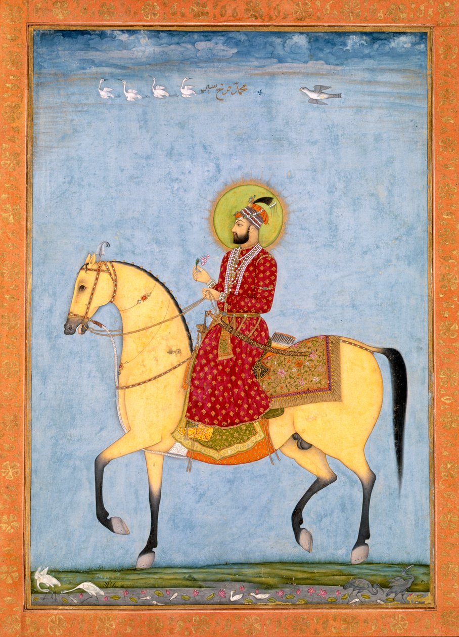 The Mughal Emperor Farrukhsiyar (1683-1719) (r.1713-19), fra Large Clive Album av Mughal School
