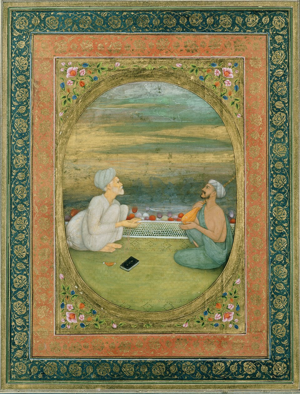 En mulla og en musiker, ca. 1640-1650 av Mughal School