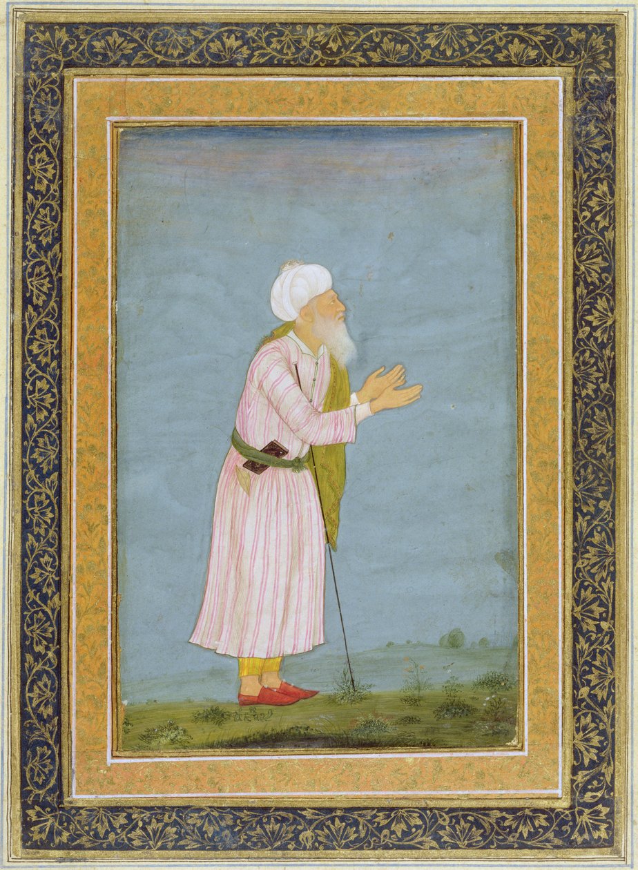 En muslimsk religiøs figur, fra Small Clive Album (ugjennomsiktig wc på papir) av Mughal School