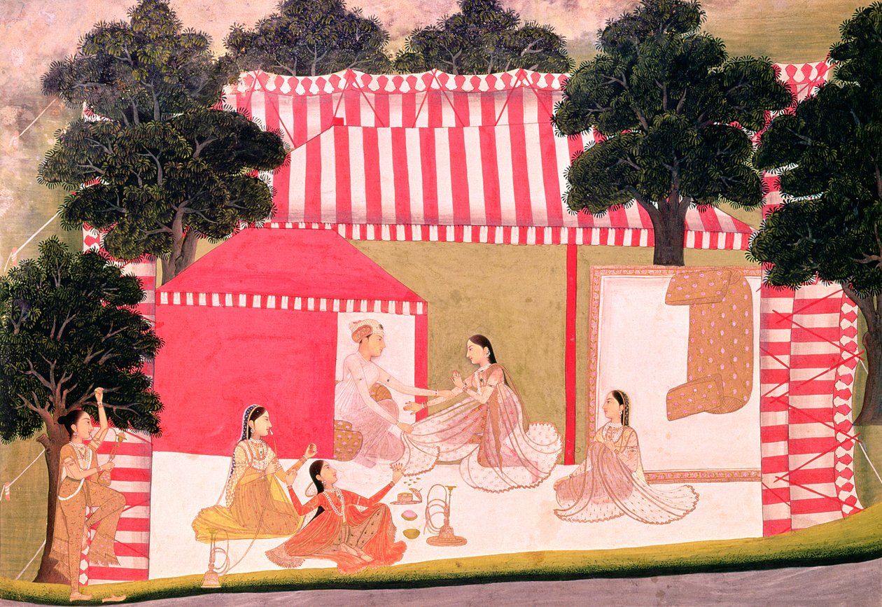 En prins og hans harem av Mughal School