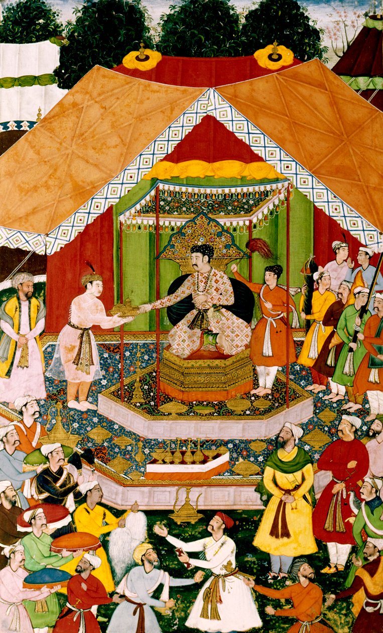 Akbar og Azim Khan i Dipalpur, ca. 1590-95 av Mughal School