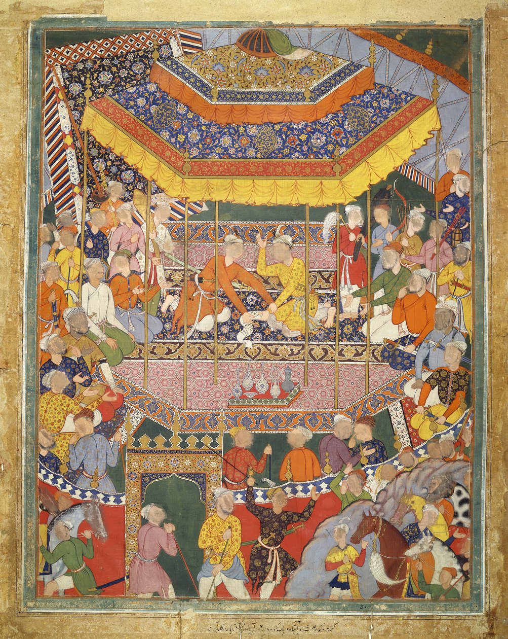 Alamshah samtaler med Qubad, illustrasjon fra Hamza Nama, ca. 1555-57 (kroppsfarge på bomull) av Mughal School