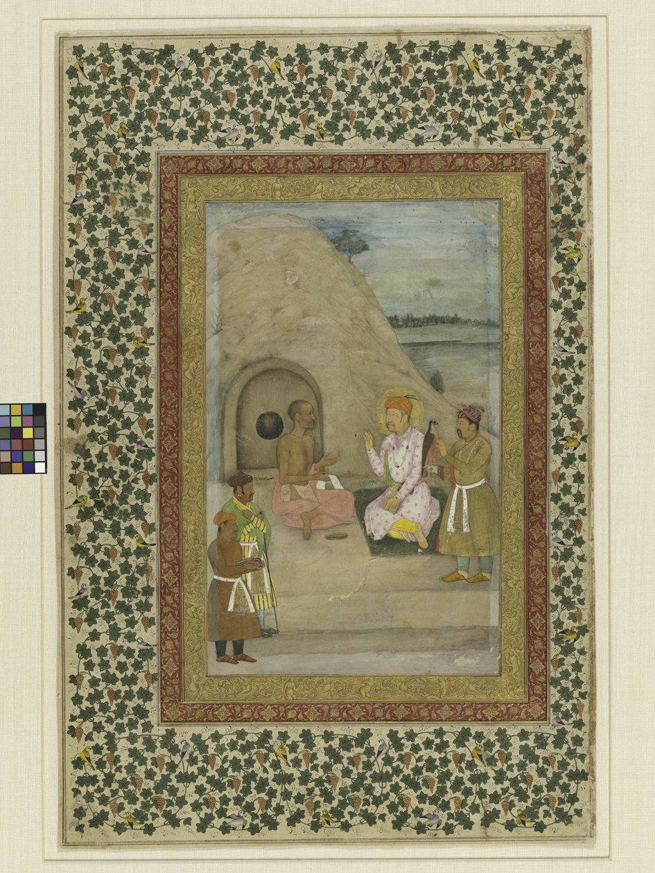 Keiser Akbar og Gosain Jadrup, folio fra St. Petersburg Muraqqa’, ca. 1625-30 av Mughal School
