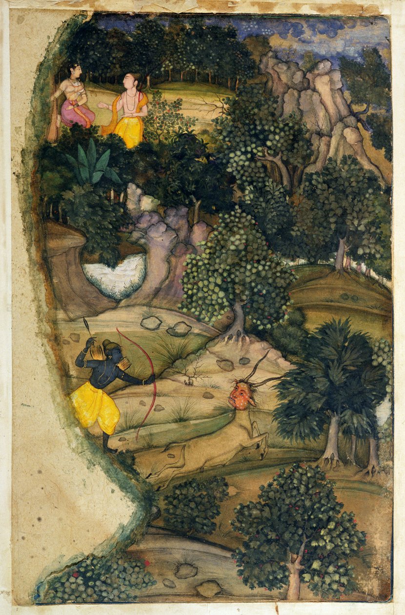 Rama jager Golden Deer, fra Ramayana, 1600 av Mughal School