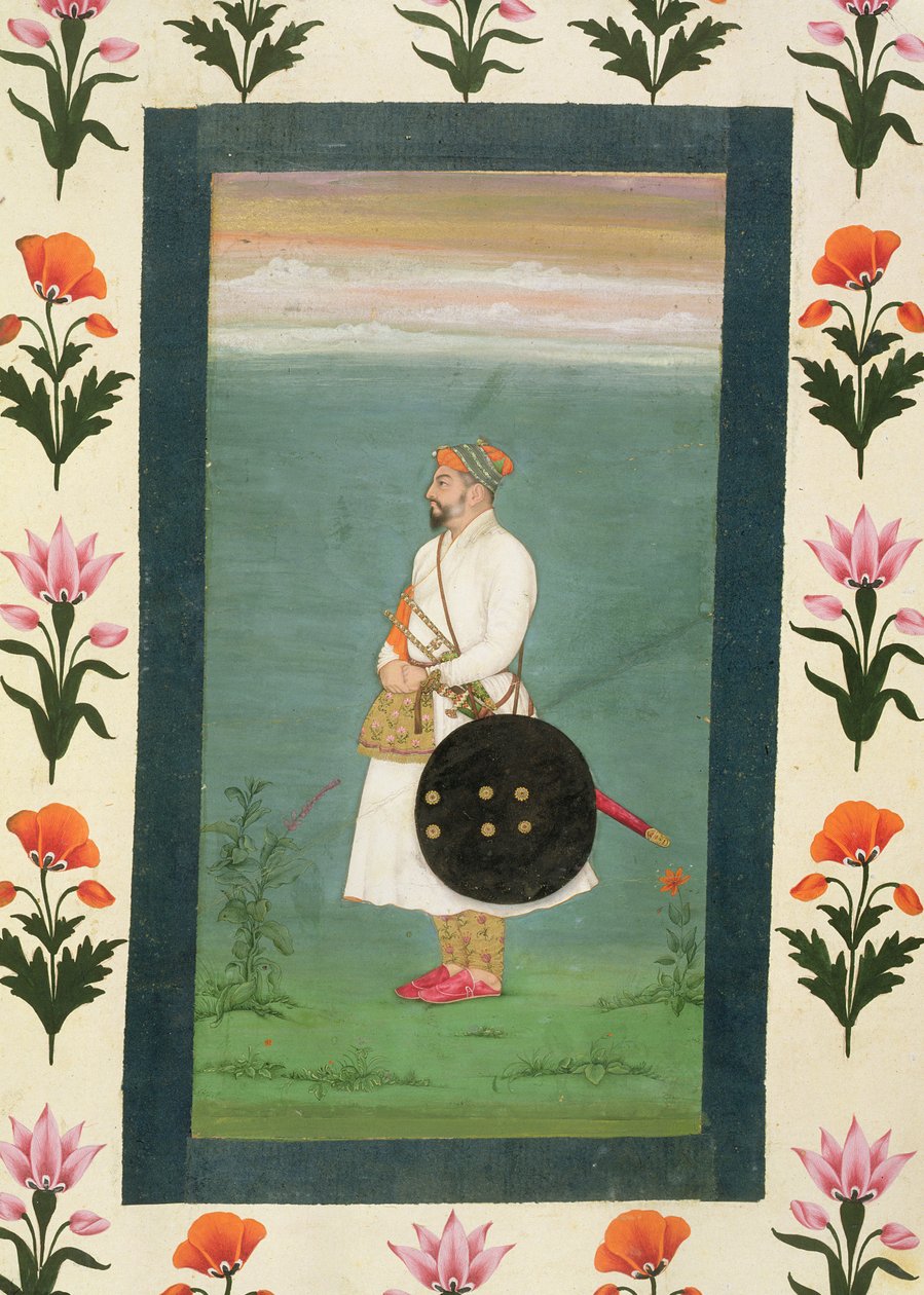 Stående figur av en offiser, fra Small Clive Album c.1635-40 (ugjennomsiktig wc på papir) av Mughal School
