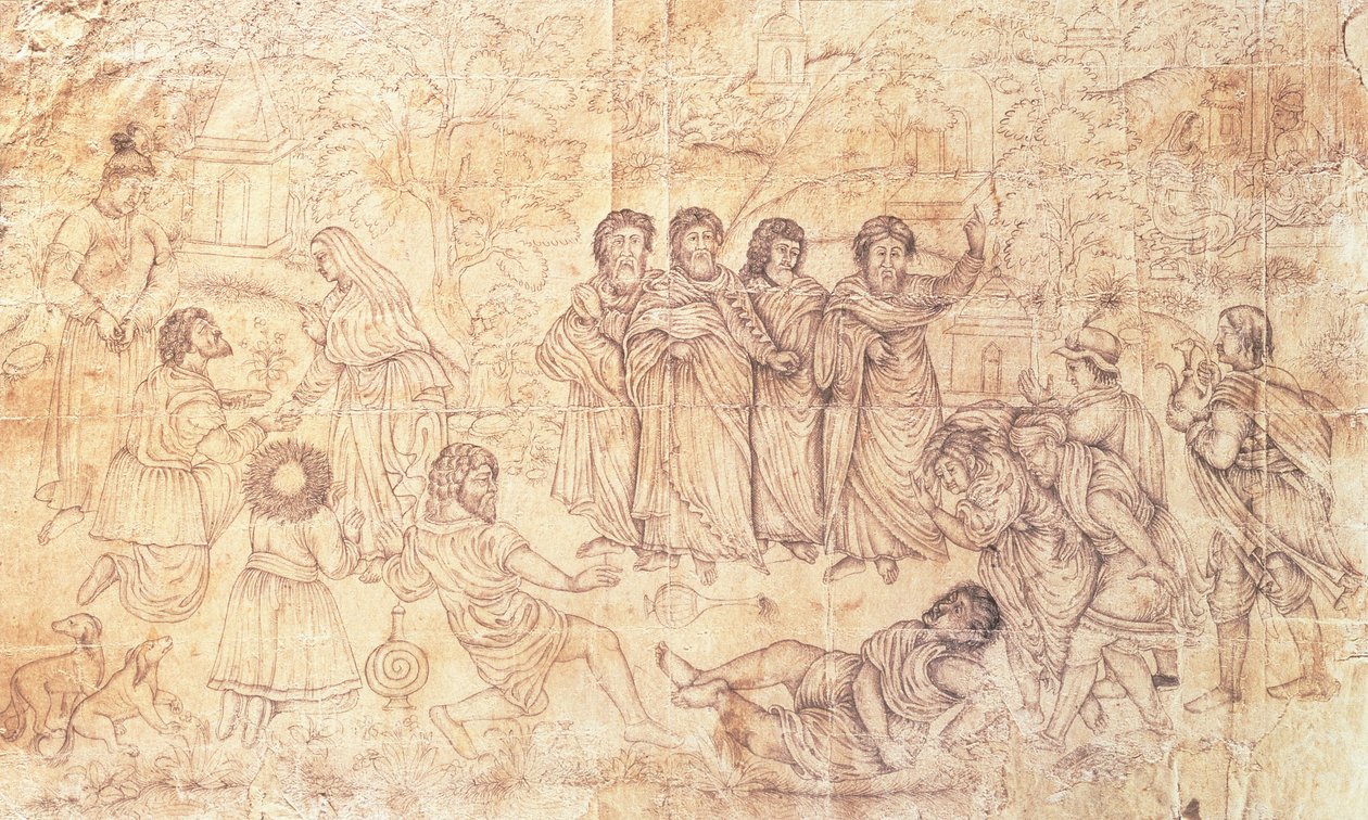 Ananias død, ca. 1650-1680 av Mughal School