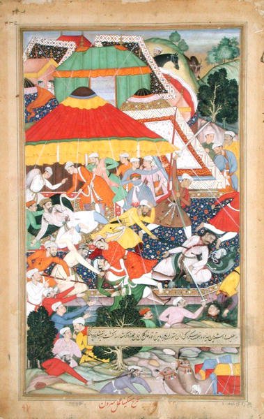 Såret av Kilan Khan av en Rajiput under hans marsj til Gujarat i 1573, fra 