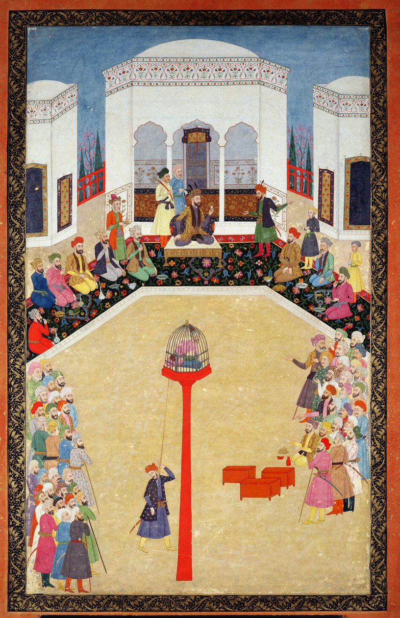 Fangsten av Sultan Bayazid fra Tyrkia, Johnson Album I, nr.2 nummerert 9, c1680 (gouache på albumblad) av Mughal School