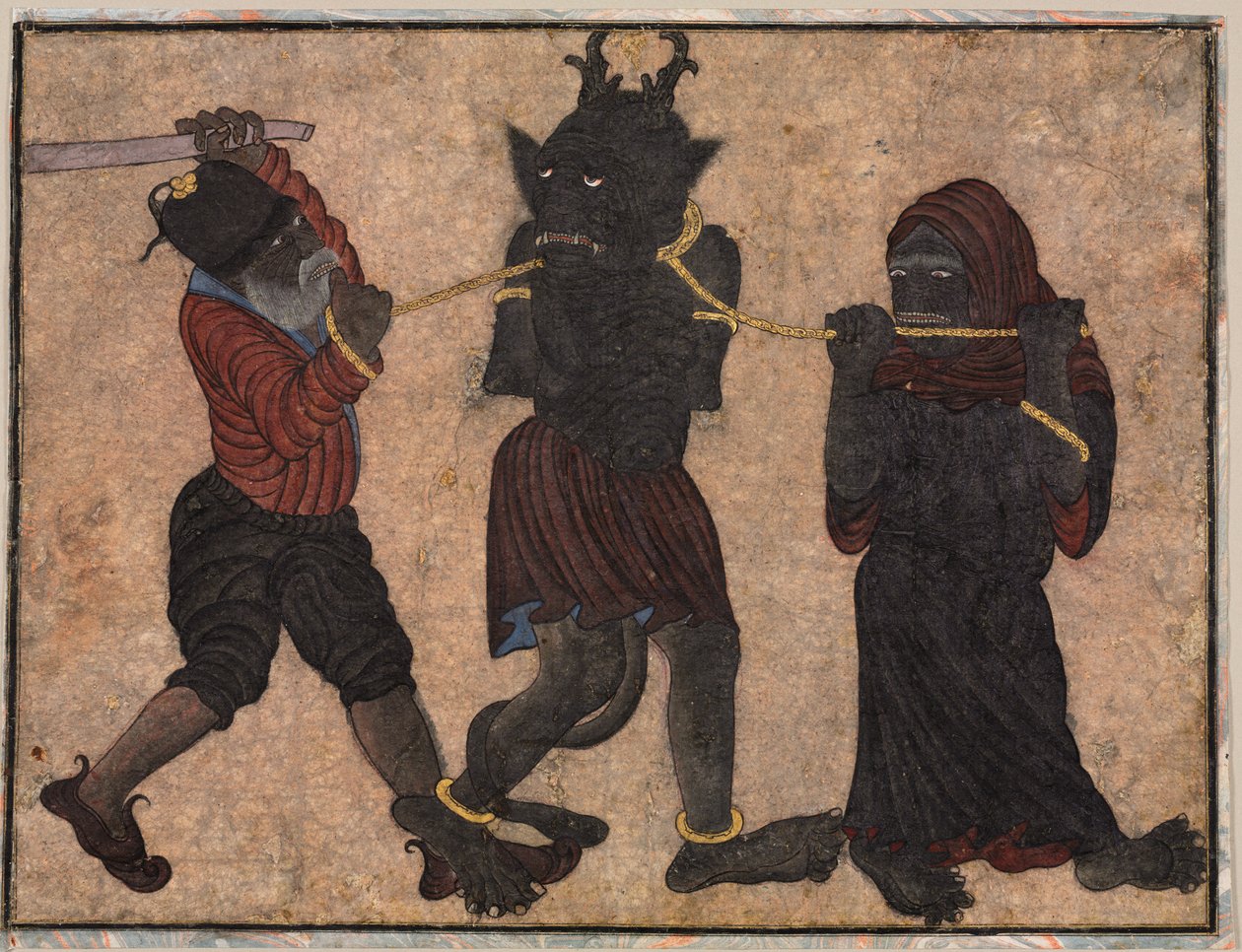 Demon i lenker, ca. 1453. av Muhammad Siya Qalam
