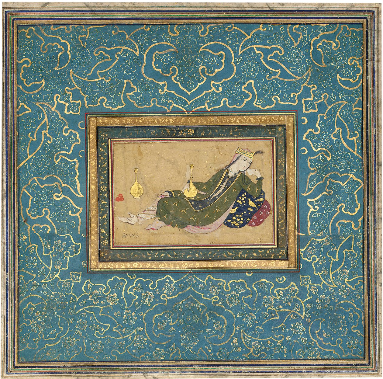 En liggende dame, ca. 1680 av Muin Musavvir