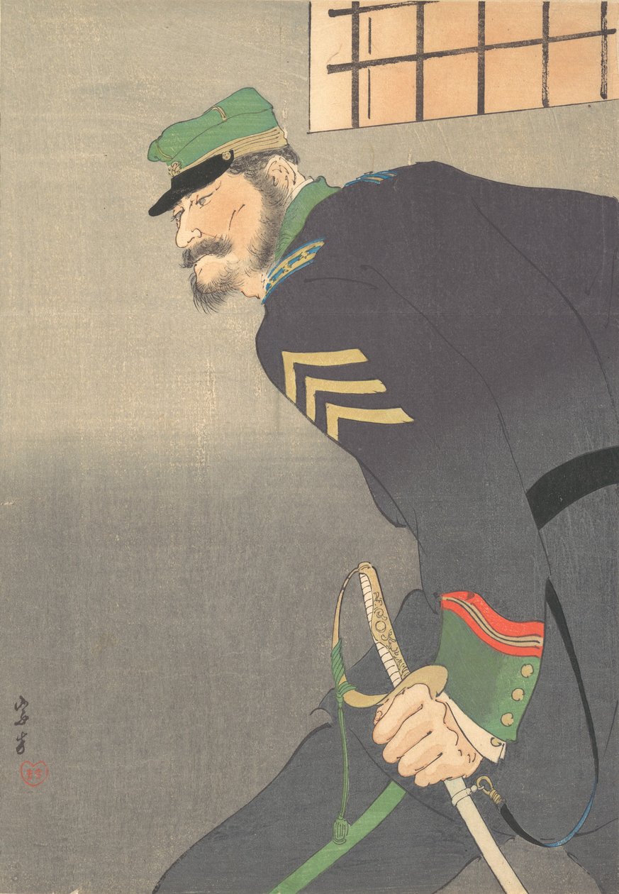 Trykk, [soldat med sverd], ca. 1906. av Munakata