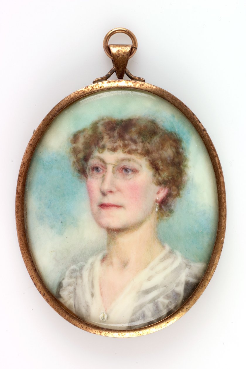 Portrett av frøken Ada de Cardonnel-Lawson, 1914 (kroppsfarge, blyant og wc på papir) av Muriel Linton