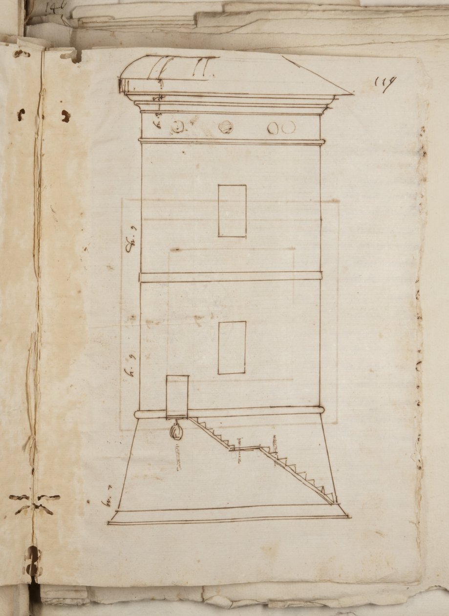 Portefølje med tegninger av Mutio Oddi fra Urbino og andre, s. 119, ca. 1635-40 (penn og blekk på papir i innbundet volum) av Muzio Oddi