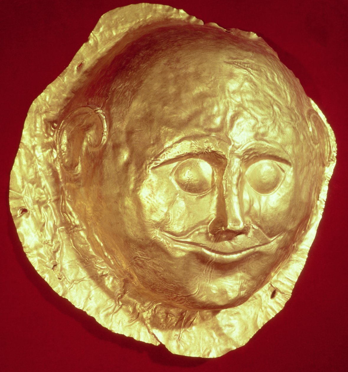Dødsmaske fra Grave IV of Grave Circle A, Mykene, ca. 1580-1550 f.Kr. (gull) av Mycenaean