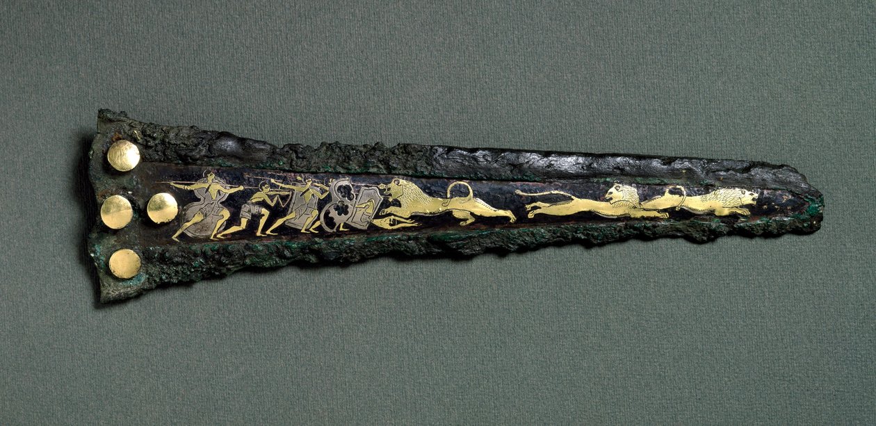 Dolk (bronse, gull og sølv) av Mycenaean