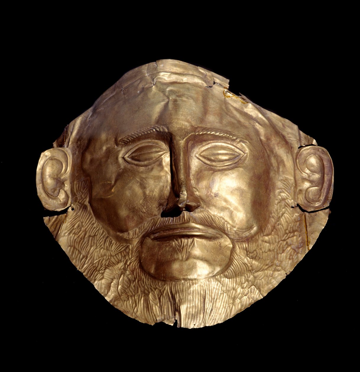 Begravelsesmaske i mykensk gull (av Mykene) kjent som "Mask of Agamemnon"" av Mycenaean