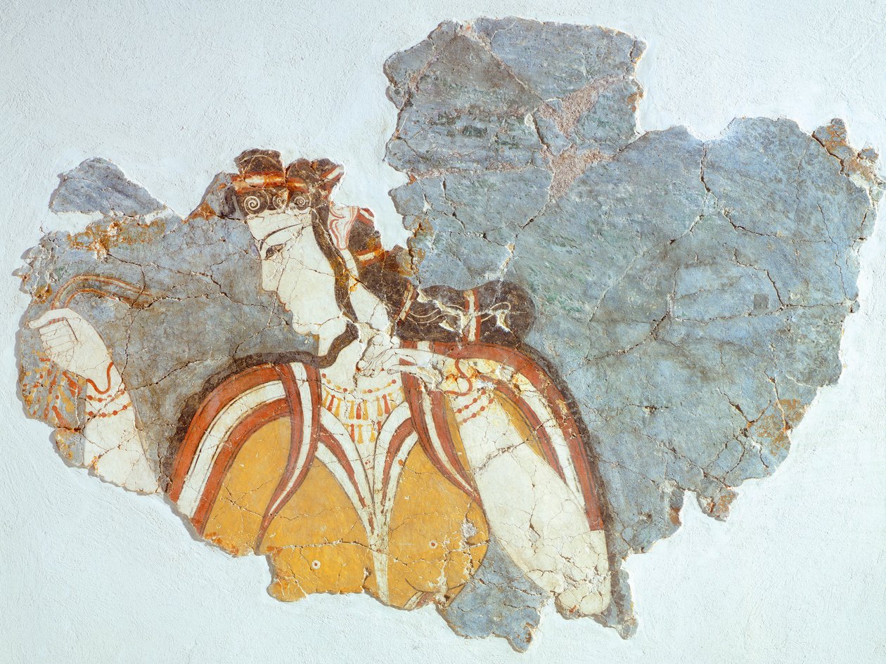 Hofdame, freskomaleri fra Mykene-palasset (Hellas), mykensk sivilisasjon av Mycenaean