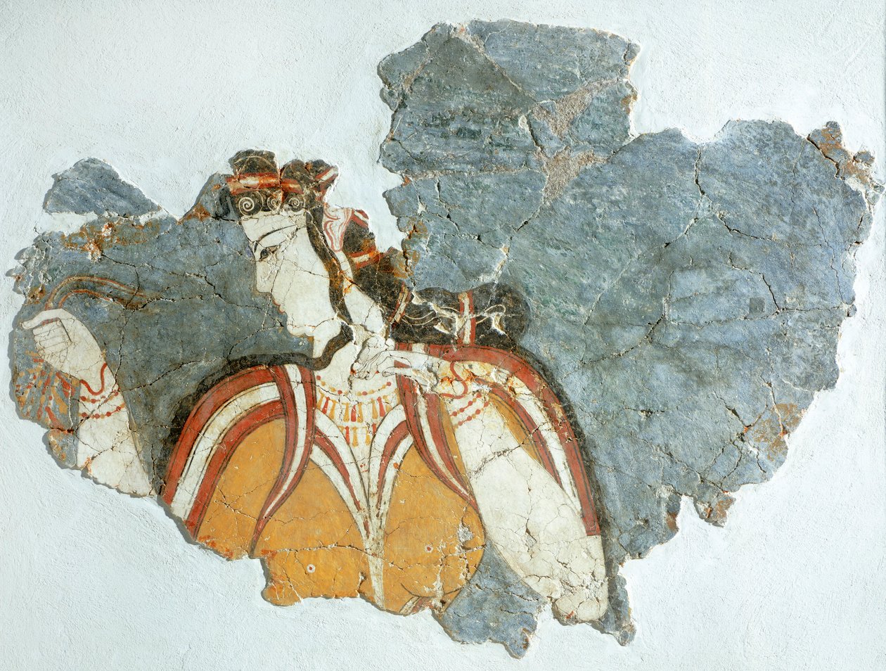 Hoffdame, freskomaleri fra Mykene-palasset, Hellas, mykensk sivilisasjon av Mycenaean