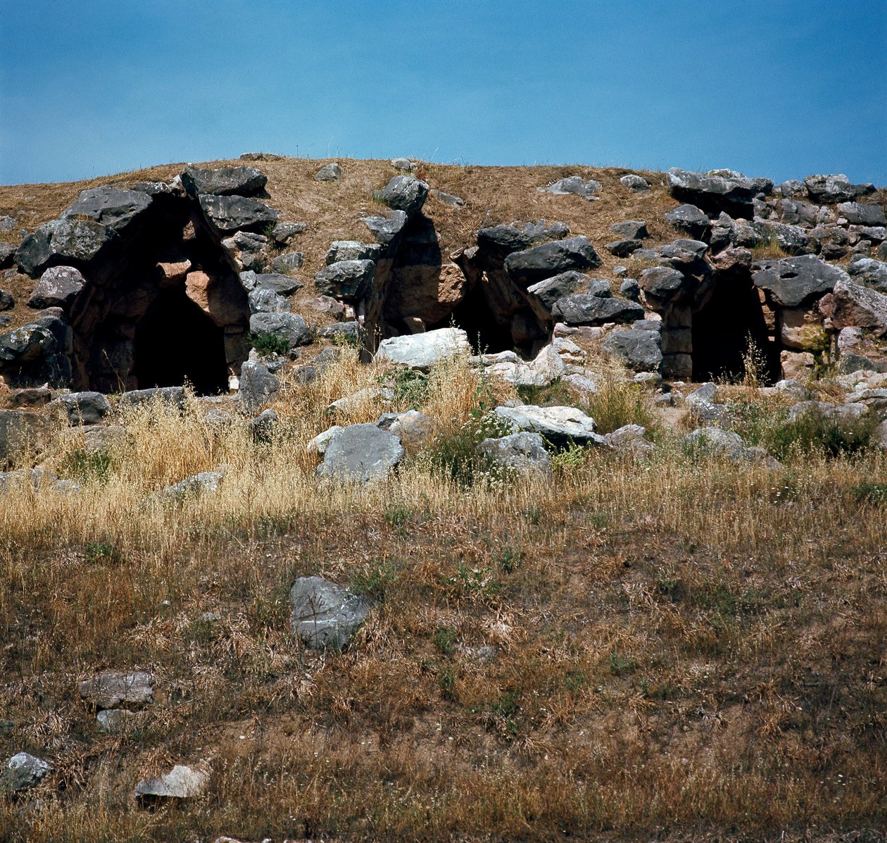 Mykensk kunst: hus bygget i festningsverkene til byen Tirynthe, rundt 1200 f.Kr. Hellas av Mycenaean