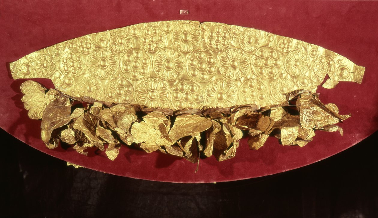 Tiara fra en grav, Upper Circle av Mycenaean Mycenaean
