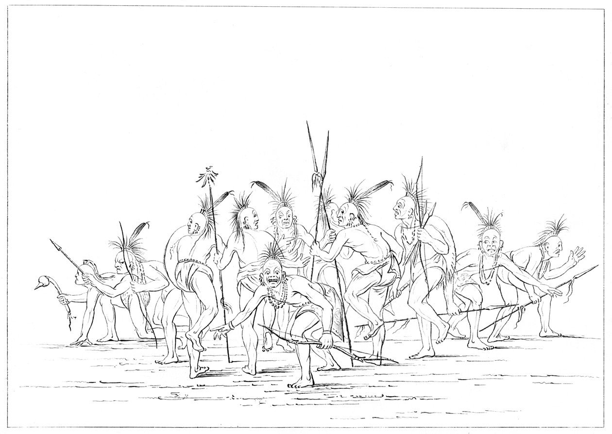 Discovery dance, Sac and Fox, Rock Island, Upper Mississippi, 1841. av Myers and Co