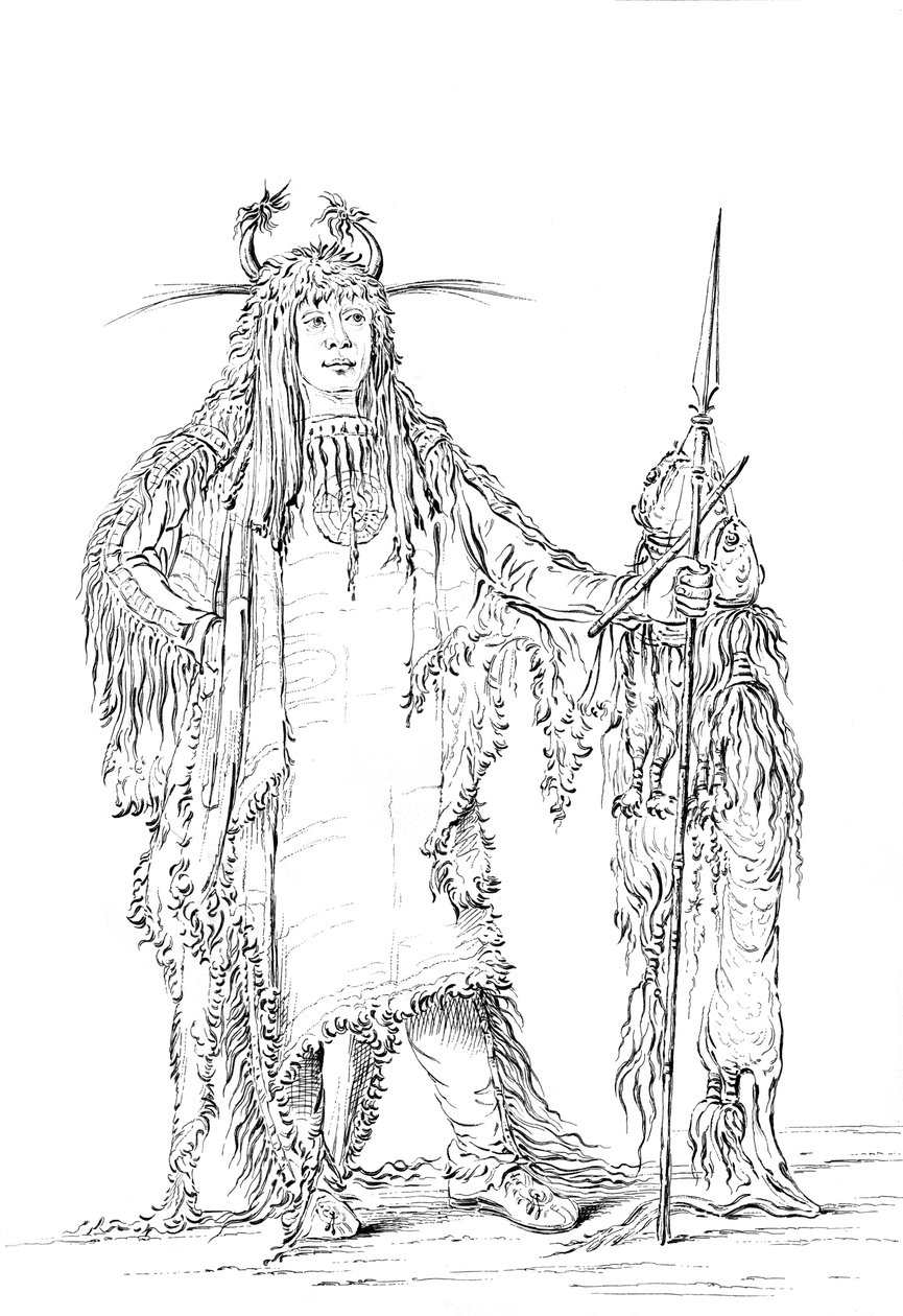 Portrett av Eagle Ribs, indianermann, 1841. av Myers and Co