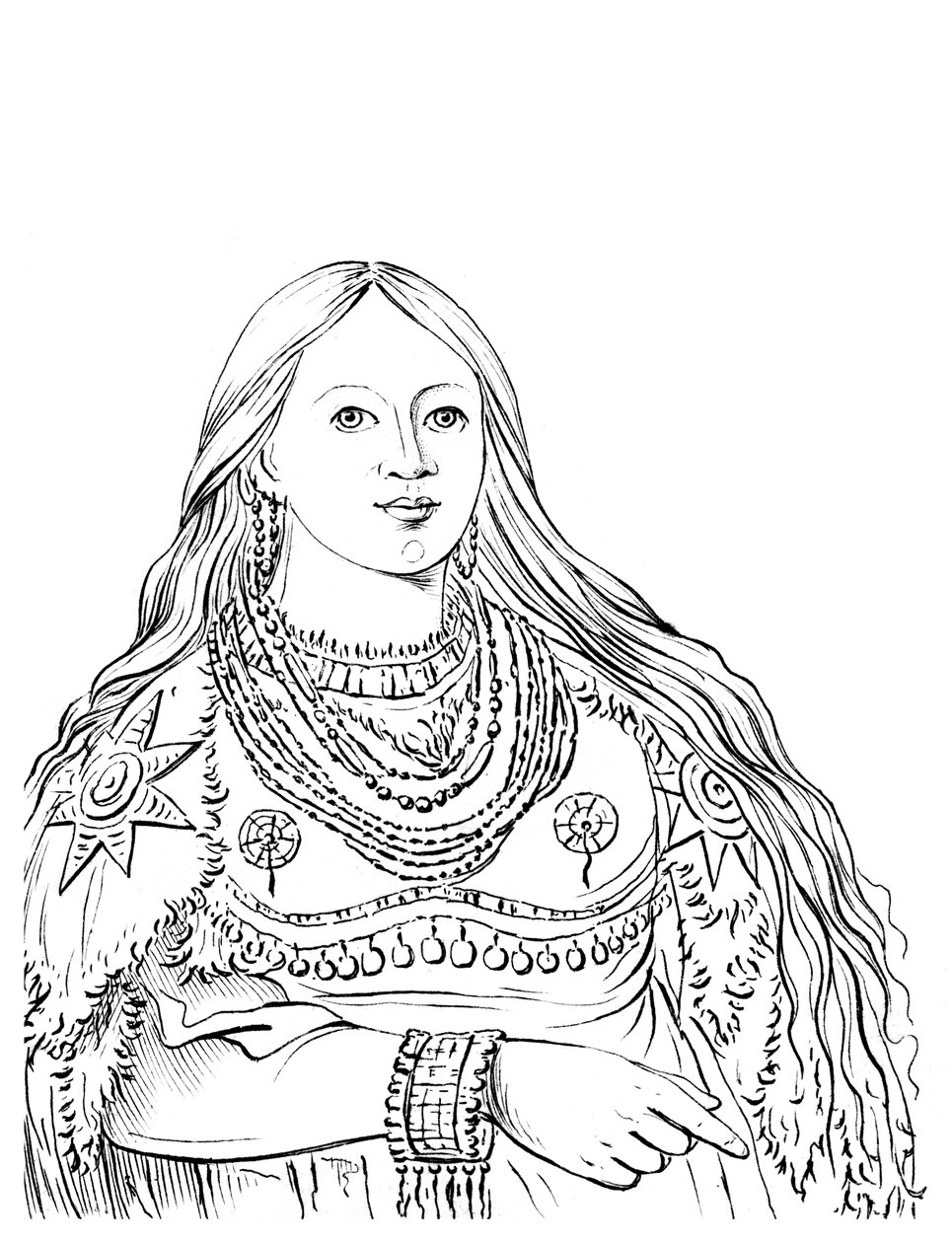 Portrett av Mink, indianerkvinne, 1841. av Myers and Co