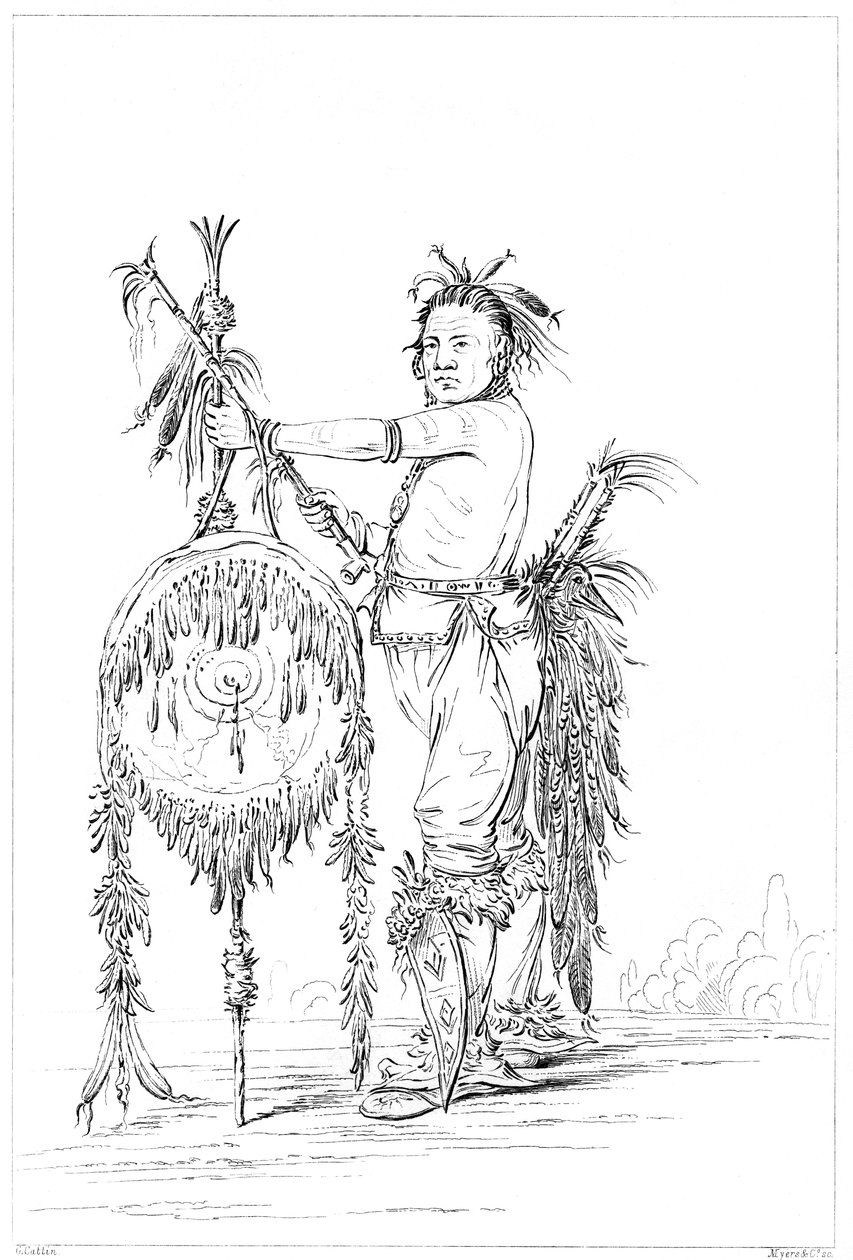 Sac or Fox brave, Rock Island, Upper Mississippi, 1841. av Myers and Co