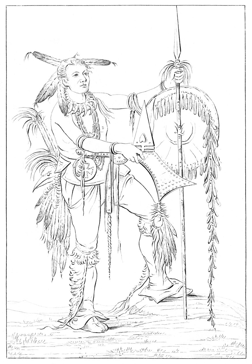 Sac or Fox brave, Rock Island, Upper Mississippi, 1841. av Myers and Co