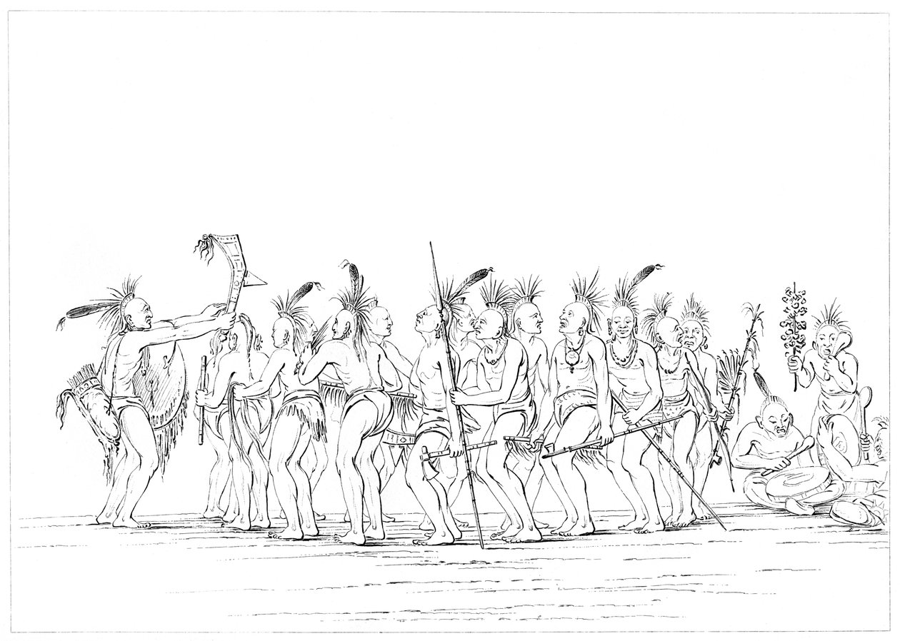 Slavedans, Sac and Fox, Rock Island, Upper Mississippi, 1841. av Myers and Co