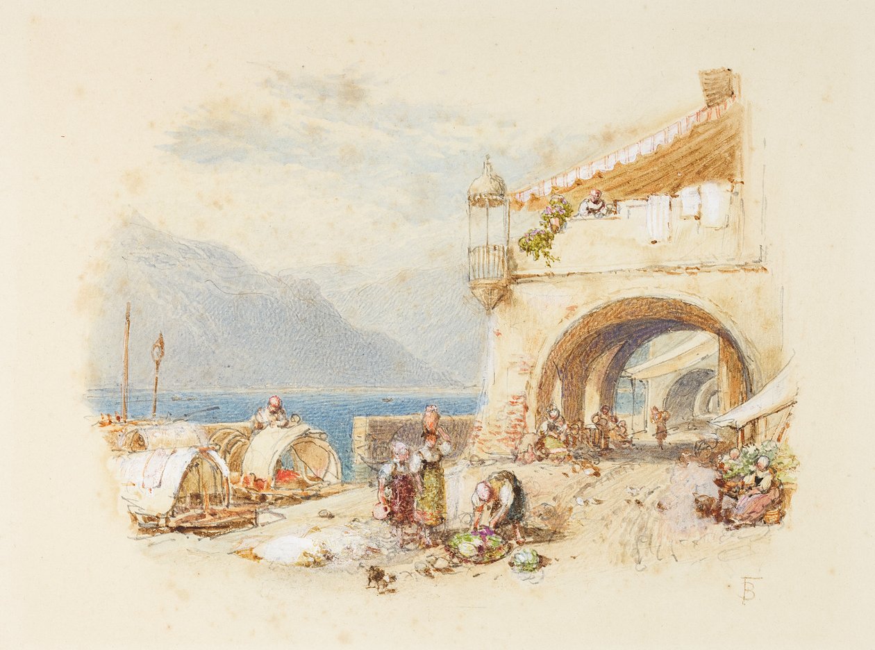 Bellagio, Comosjøen, ca. 1850-75 av Myles Birket Foster