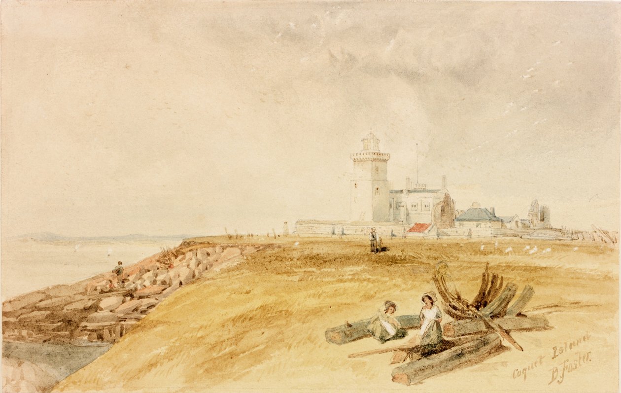 Coquet Island (blyant og akvarell på papir) av Myles Birket Foster