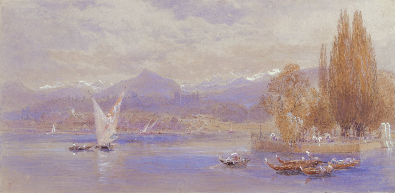 Genfersjøen, 1800-tallet av Myles Birket Foster