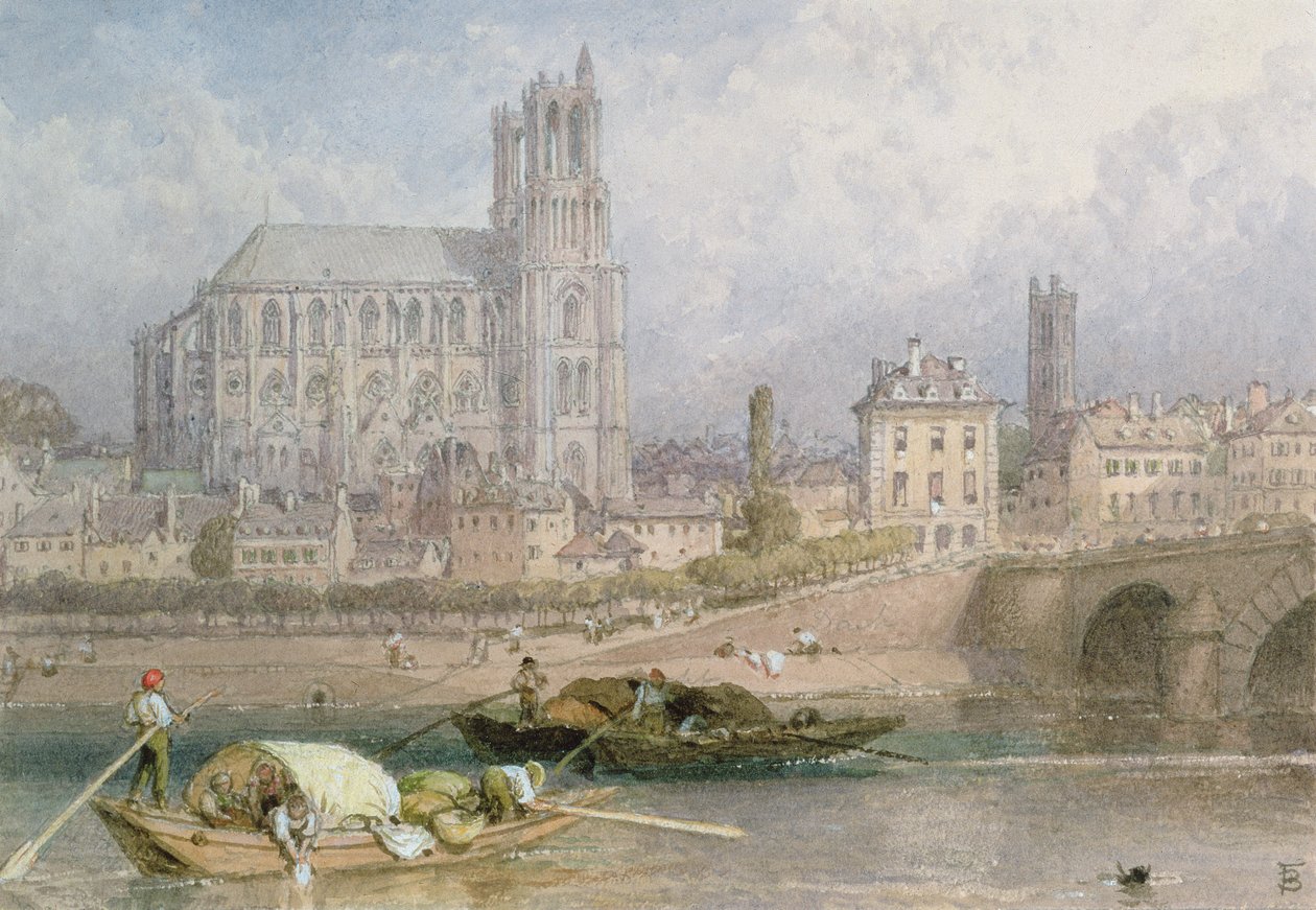 Nantes katedral fra elven av Myles Birket Foster