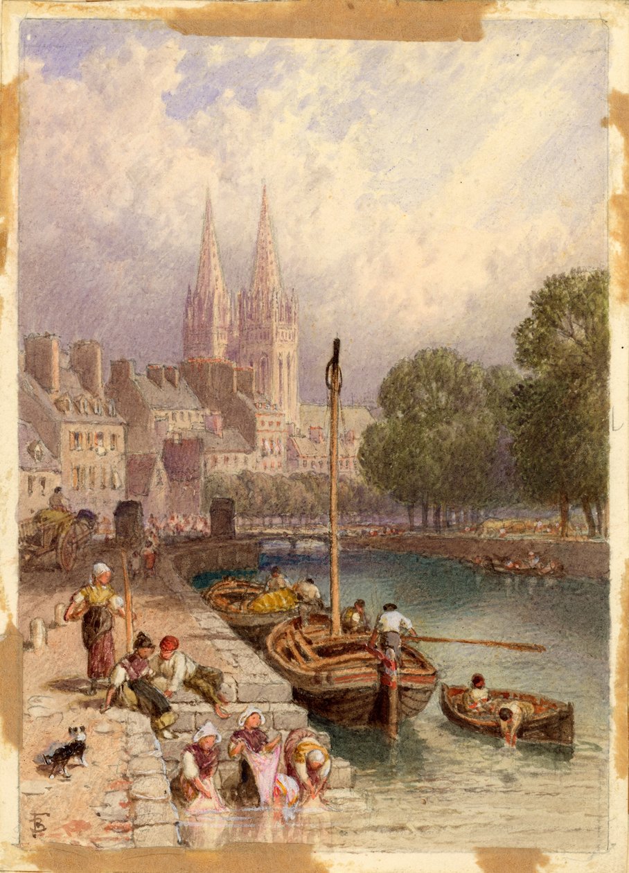 Quimper, Brittany (blyant og akvarell på kort) av Myles Birket Foster