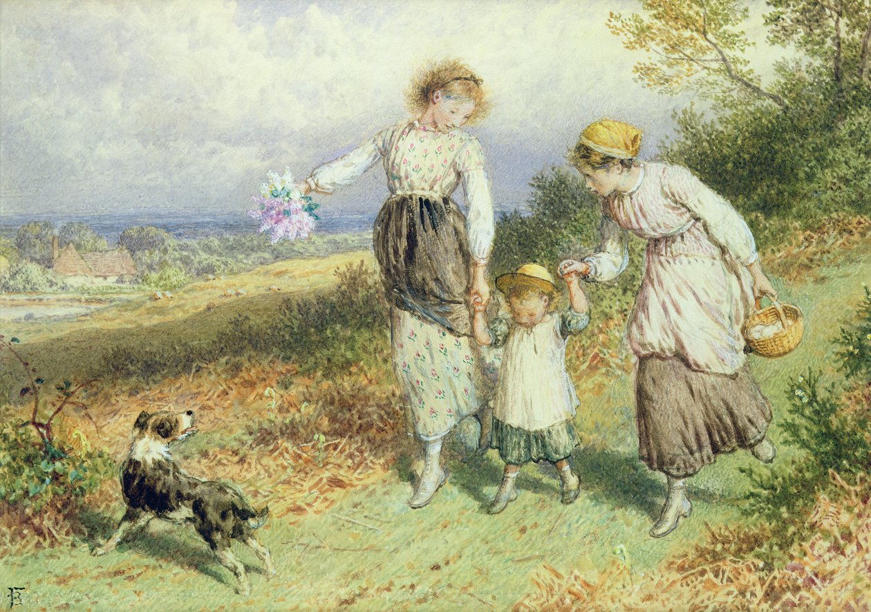 Tilbake fra landsbyen, 1800-tallet av Myles Birket Foster