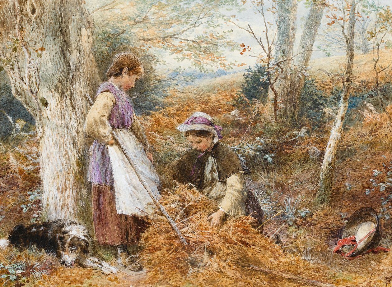 The Fern Gatherers (wc på papir) av Myles Birket Foster