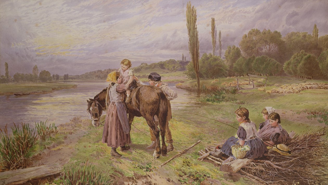 The Ride on the Pony, 1800-tallet av Myles Birket Foster